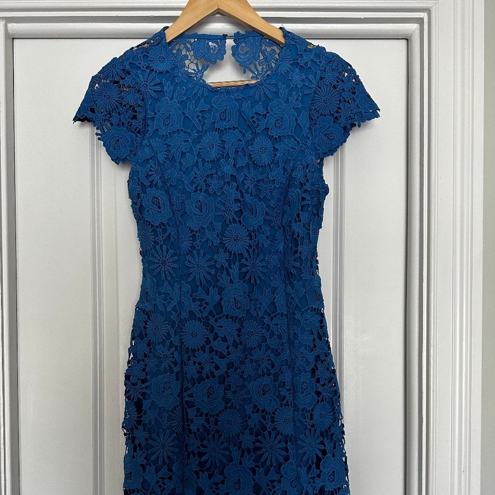 Stunning All-Occasion Dress, Lulus Romance Language Blue Backless Lace Dress